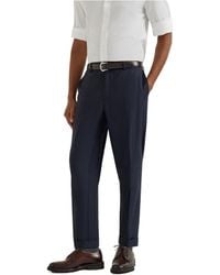 Brunello Cucinelli - Super 150S Virgin Wool Four Season Batavia Trousers - Lyst