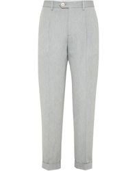 Brunello Cucinelli - Pressed Crease Tapered Leg Trousers - Lyst
