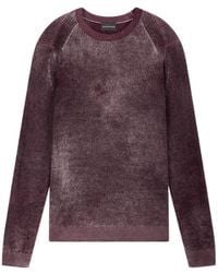 Emporio Armani - Ribbed Virgin Wool Sweater With Melange Print - Lyst