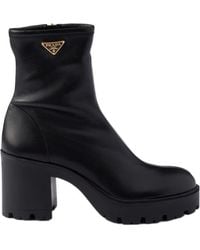 Prada - Logo-Plaque Platform Ankle Boots - Lyst