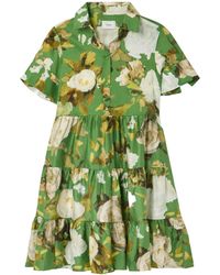 Erdem - Layered Pleated Print Mini Shirt Dress - Lyst