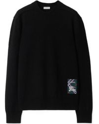 Burberry - Logo Patch Knitted Jumper - Lyst