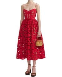 Self-Portrait - Bow Embroidered Midi Dress - Lyst