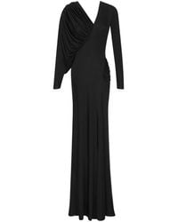 Saint Laurent - Long-Sleeved V-Neck Dress - Lyst