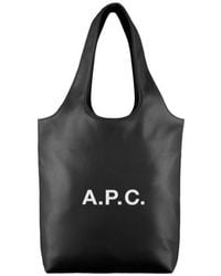 A.P.C. - Small Ninon Logo Printed Tote Bag - Lyst