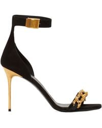 Balmain - Suede Uma Chain Sandals 95 - Lyst
