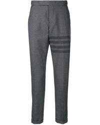 Thom Browne - Stripe Trim Slim Fit Casual Pants - Lyst