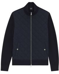 BOSS - Quilted Panel Zip-Up Jacket - Lyst