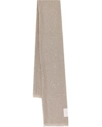 Brunello Cucinelli - Sequin Embellished Frayed-Edge Scarf - Lyst