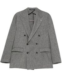 Tagliatore - Herringbone Double-Breasted Blazer - Lyst