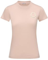 Moncler - Logo Flocked Crewneck T-Shirt - Lyst