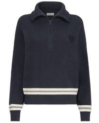 Brunello Cucinelli - Cashmere English-Rib Turtleneck Sweater With Half-Zip And Logo - Lyst