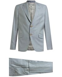Etro - Single-Breasted Striped Wool And Cotton Suit - Lyst
