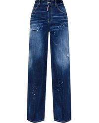 DSquared² - Distressed Wide-Leg Jeans - Lyst