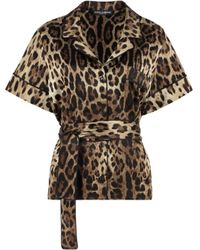 Dolce & Gabbana - Leopard Printed Belted Shirt - Lyst