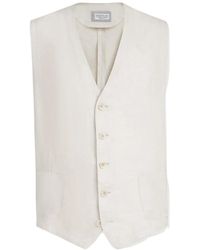 Brunello Cucinelli - Linen Micro Chevron Waistcoat - Lyst