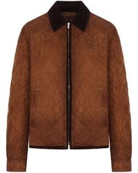 Miu Miu - Suede Jacket With Velvet Collar - Lyst