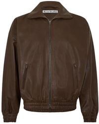 Acne Studios - Logo Patch Leather Jacket - Lyst