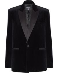 Balmain - Velvet And Satin 1-Button Blazer - Lyst