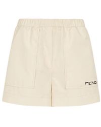 Fendi - Logo Printed Elasticated Waist Shorts - Lyst