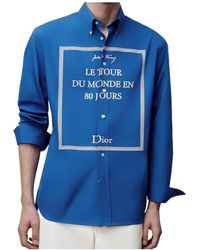 Dior - Shirt With Buttoned Collar And Book Cover Embroidery - Lyst