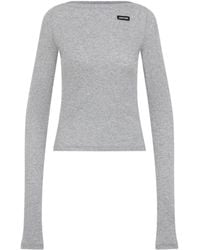 Miu Miu - Logo-Patch Long-Sleeved Top - Lyst