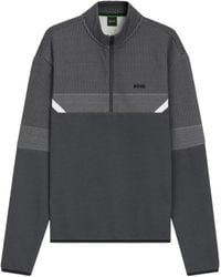 BOSS - Boss Quilted Jacquard Relaxed-Fit Zip-Neck Sweatshirt - Lyst