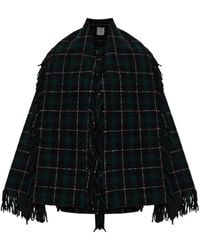 TOTEME - Totême Check Patterned Fringed Scarf Jacket - Lyst