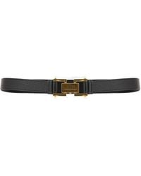 Elisabetta Franchi - Pebbled Logo Buckle Belt - Lyst
