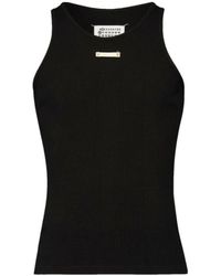 Maison Margiela - Fitted Sleeveless Ribbed Tank Top With Rectangular Plaque - Lyst