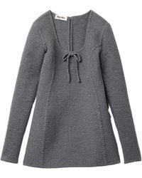 Miu Miu - Double-Layer Wool Dress - Lyst