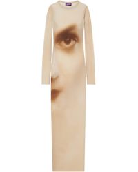 Jean Paul Gaultier - Face Printed Mesh Maxi Dress - Lyst
