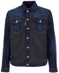 DSquared² - Two-Toned Button-Up Denim Jacket - Lyst