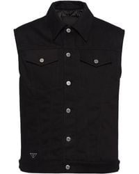 Prada - Sleeveless Denim Jacket - Lyst