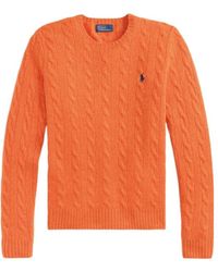 Polo Ralph Lauren - Logo Embroidered Cable-Knitted Jumper - Lyst
