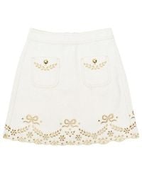 Self-Portrait - Broderie Mini Skirt - Lyst
