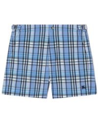Burberry - Check Seersucker Swim Shorts - Lyst