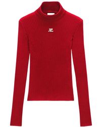 Courreges - Reedition Ribbed-Knit Logo-Patch Sweater - Lyst