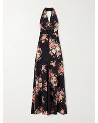 Rodarte - Floral-Print Silk-Crepe Halterneck Gown - Lyst