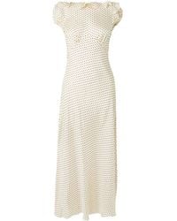 Doen - Ruffled Polka-Dot Silk-Blend Twill Midi Dress - Lyst