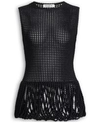 Alaïa - Alaïa Openwork Fringe Peplum Top - Lyst