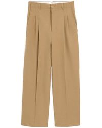 Ami Paris - High-Waisted Carrot-Fit Cotton And Linen Trousers - Lyst