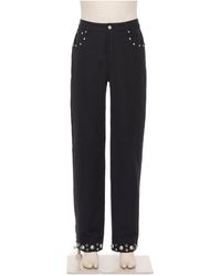Valentino - Eyelet Detailed Straight Leg Trousers - Lyst