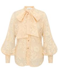 Zimmermann - Valiant Lace Pussybow Blouse - Lyst