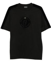 Emporio Armani - Velvet-Panel T-Shirt - Lyst
