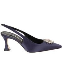 Manolo Blahnik - Ronconasli Satin Embellished Slingback Pumps - Lyst
