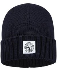 Stone Island - Logo-Patch Ribbed-Knit Beanie - Lyst