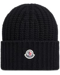 Moncler - Logo Patch Ribbed Beanie - Lyst