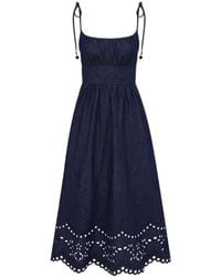 Zimmermann - Mahon Broderie Denim Midi Dress - Lyst