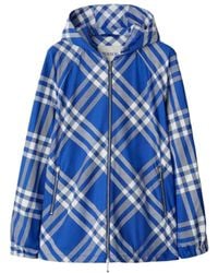 Burberry - Check-Pattern Hooded Zip-Up Jacket - Lyst